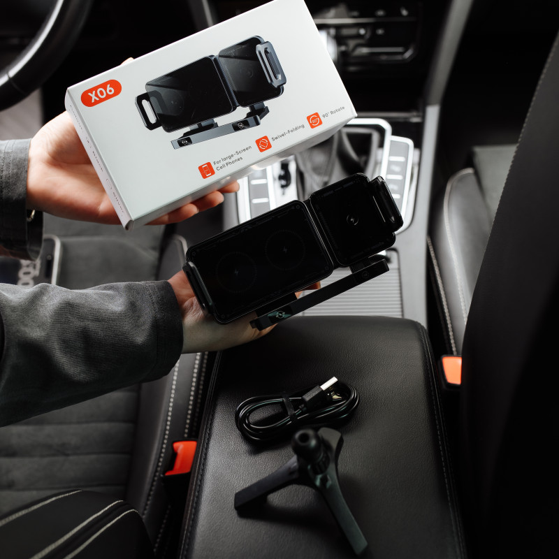 Автомобільний тримач X06 з бездротовою зарядкою 15W
