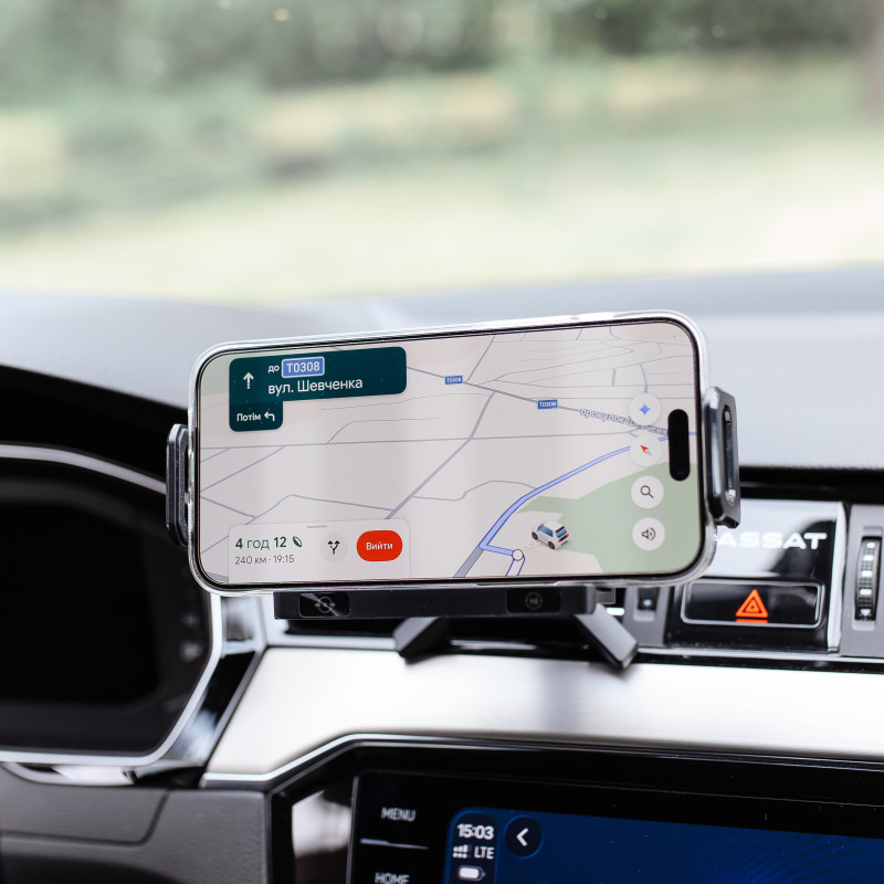 Автомобільний тримач X06 з бездротовою зарядкою 15W
