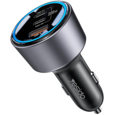 Автомобильное зарядное устройство Yesido Y59 200W — Dual Type-C + USB-A, PD 100W + QC 18W, быстрая зарядка