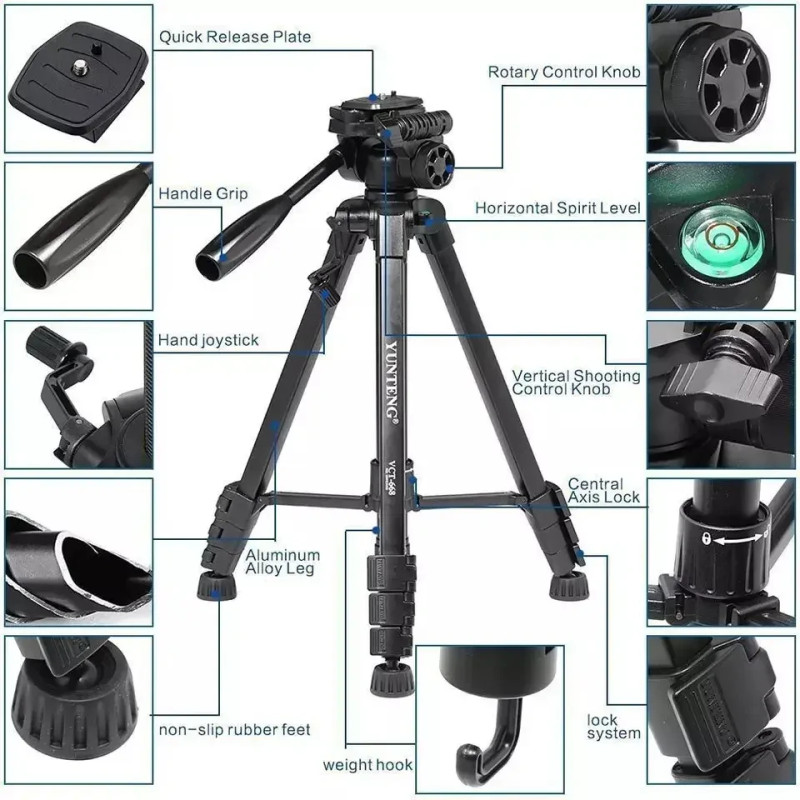 ПРОФЕСІЙНИЙ ШТАТИВ YUNTENG VCT-668 для телефона та фотопарата