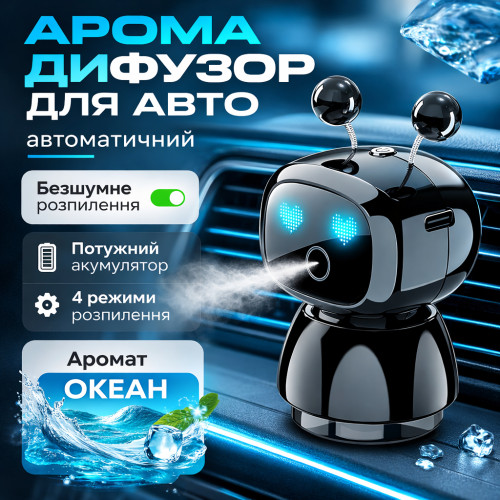 Ароматизатор для автомобіля автоматичний "Розумний Робот" на дефлектор, освіжувач повітря в салон